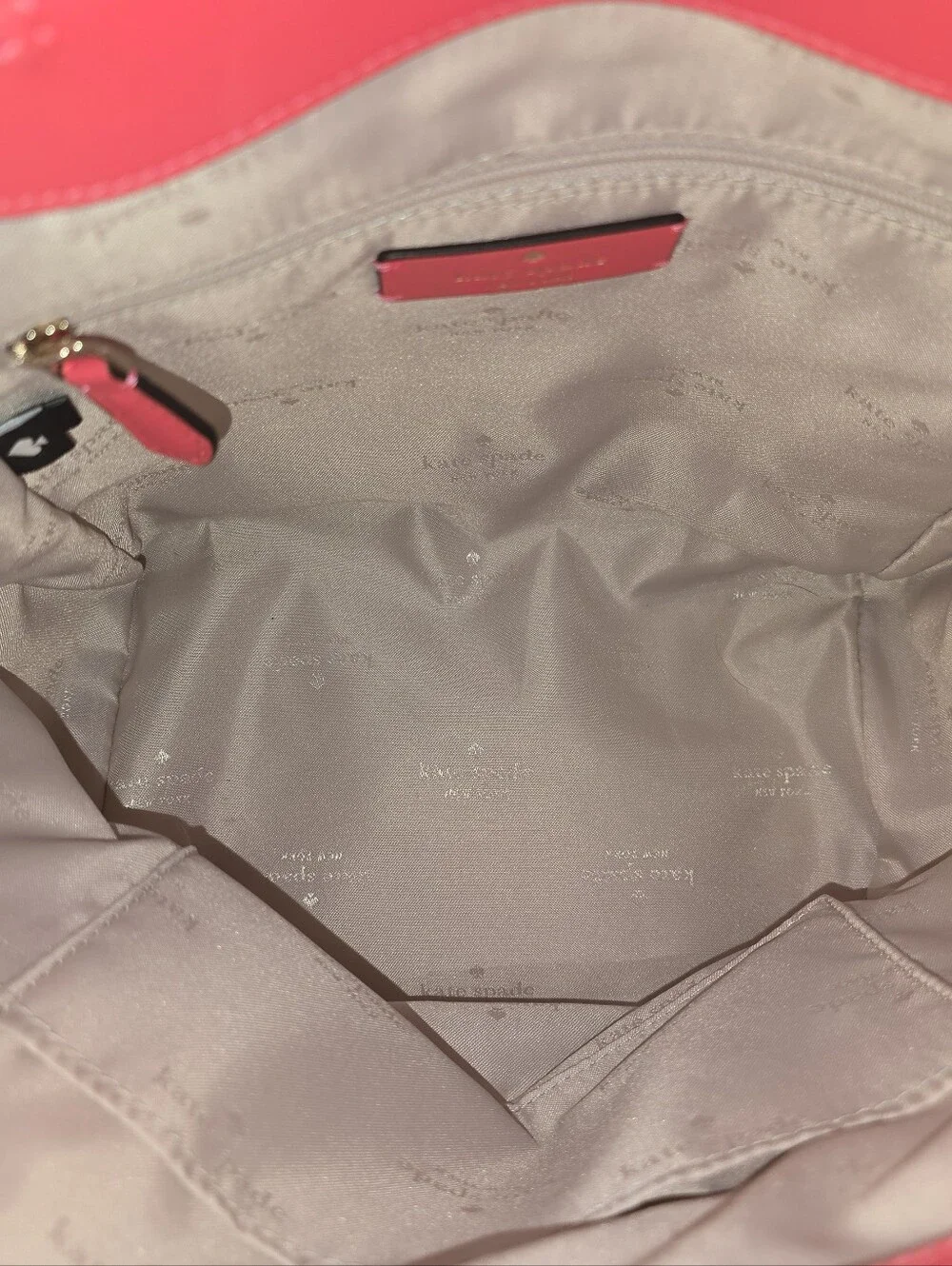 KATE SPADE Pink Leather Rosie Medium Flap Backpack w Keychain Pouch Stripe Strap